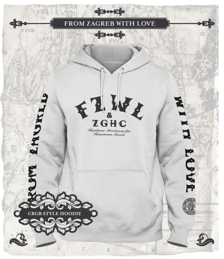 From Zagreb With Love hoodie CBGB bijela