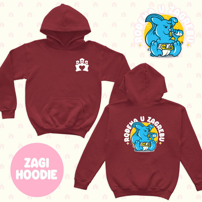 RođenA u Zagrebu Hoodie BEBA ZAGI – red hot chilli