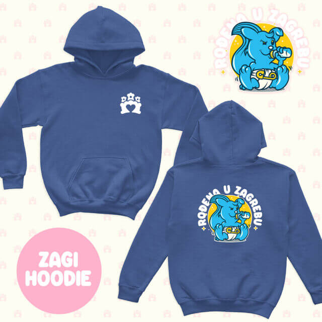 RođenA u Zagrebu Hoodie BEBA ZAGI – royal blue