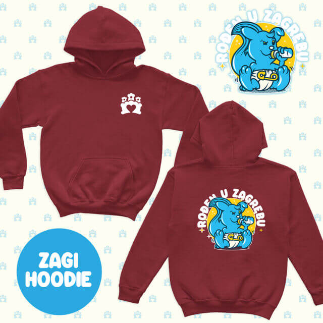 Rođen u Zagrebu Hoodie BEBA ZAGI – red hot chilli