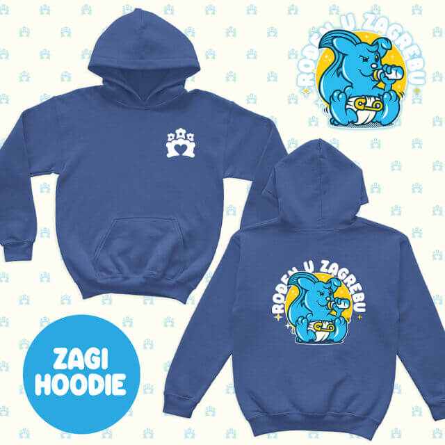 Rođen u Zagrebu Hoodie BEBA ZAGI – royal blue