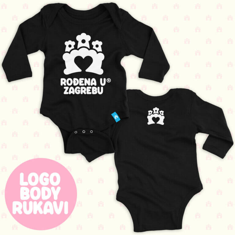 RođenA u Zagrebu body dugi rukavi deep black - odaberite dizajn