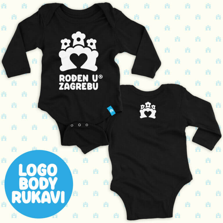 Rođen u Zagrebu body dugi rukavi deep black - odaberite dizajn