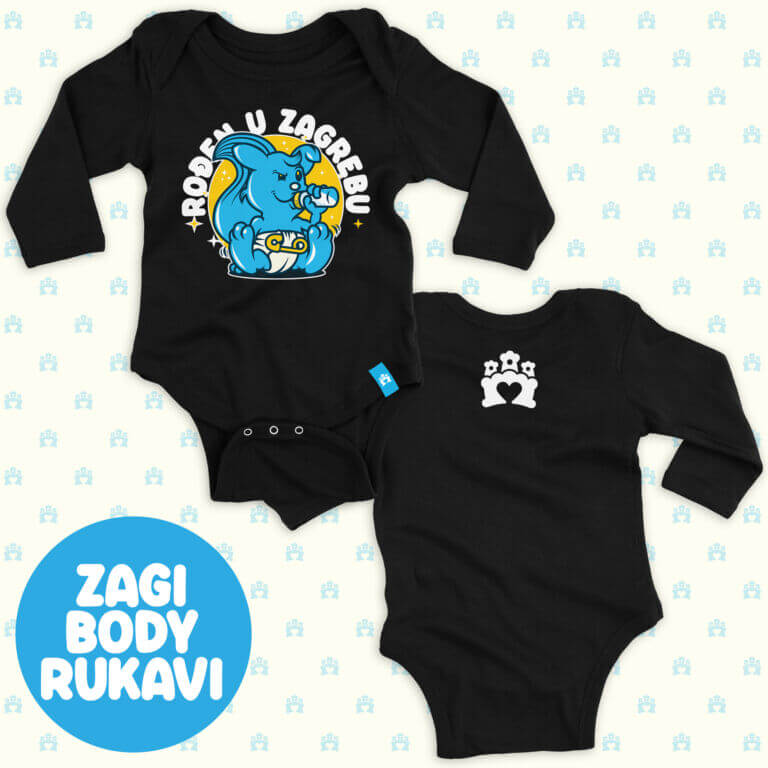 Rođen u Zagrebu body dugi rukavi deep black - odaberite dizajn